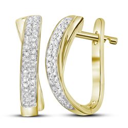 0.15CT Diamond Hoops 14KT Earrings Yellow Gold
