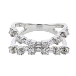 Genuine 14K WhiteGold 1.08CTW Baguette Fashion Ring - REF-59N2A