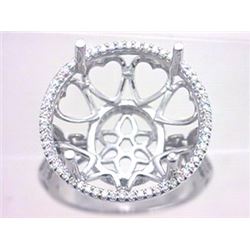 Genuine 18K White Gold 0.45CTW Diamond Semi Mount Ring - REF-107W2G