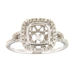 Genuine 14K White Gold 0.33CTW Diamond Semi Mount Ring - REF-58F4N