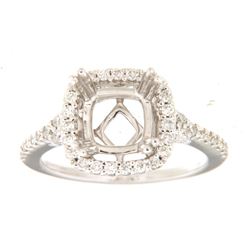 Genuine 14K White Gold 0.46CTW Diamond Semi Mount Ring - REF-74T6K