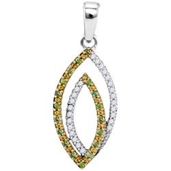 0.10CTW White and Green Diamond Micro-Pave 10KT Pendant White Gold