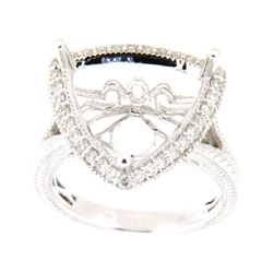 Genuine 14K White Gold 0.33CTW Diamond Semi Mount Ring - REF-64G4M