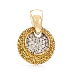 Genuine 14K TwoTone Gold 1.69CTW Sapphire&Diamond Pendant - REF-80W4G