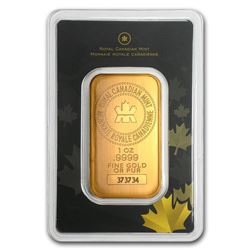 One pc. 1 oz .9999 Fine Gold Bar - Royal Canadian Mint In Assay