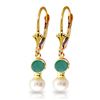 Image 1 : 5.2 ctw Emerald & Pearl Earrings Jewelry 14KT Yellow Gold
