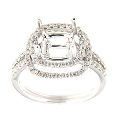 Genuine 14K White Gold 0.66CTW Diamond Semi Mount Ring - REF-90Z6T