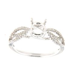 Genuine 14K White Gold 0.31CTW Diamond Semi Mount Ring - REF-44T6K