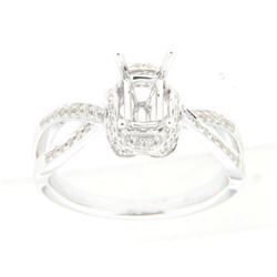 Genuine 14K White Gold 0.29CTW Diamond Semi Mount Ring - REF-51Z8T