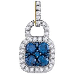 0.75CTW White and Blue Diamond Anniversary 10KT Pendant Yellow Gold