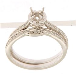 Genuine 14K White Gold 0.22CTW Diamond Semi Mount Ring - REF-44K4R
