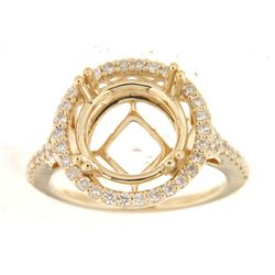 Genuine 14K Yellow Gold 0.55CTW Diamond Semi Mount Ring - REF-84X6Y