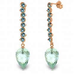 25.6 ctw Blue Topaz Earrings Jewelry 14KT Rose Gold