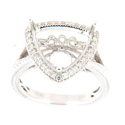 Genuine 14K White Gold 0.27CTW Diamond Semi Mount Ring - REF-58A8X