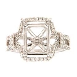 Genuine 14K White Gold 0.67CTW Diamond Semi Mount Ring - REF-94G2M