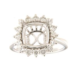 Genuine 14K White Gold 0.84CTW Diamond Semi Mount Ring - REF-105W5G
