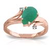 Image 1 : 1.01 ctw Emerald & Diamond Ring Jewelry 14KT Rose Gold