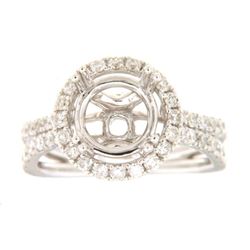 Genuine 14K White Gold 1.24CTW Diamond Semi Mount Ring - REF-129N3A