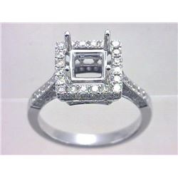 Genuine 14K White Gold 0.98CTW Diamond Semi Mount Ring - REF-91G9M