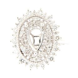 Genuine 14K White Gold 0.72CTW Diamond Semi Mount Ring - REF-93H7W