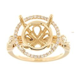 Genuine 14K Yellow Gold 0.39CTW Diamond Semi Mount Ring - REF-74H5W