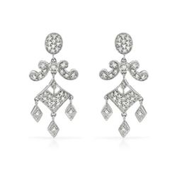 Genuine 0.54 TCW 18K White Gold Ladies Earring - REF-89Y5Z