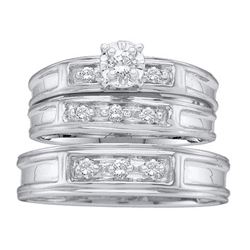 0.25CT Diamond Trio Set 14KT Ring White Gold