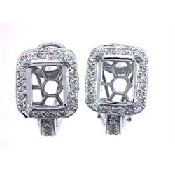 Genuine 14KWhite Gold 1.11CTW Diamond Semi-Mount Earrings - REF-109M7F