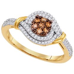 0.33CTW White and Champagne Diamond Micro-Pave 10KT Ring Yellow Gold