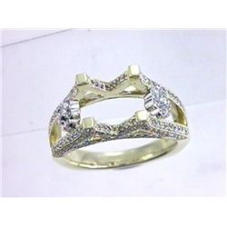 Genuine 14K Two Tone Gold 0.87CTW Diamond Semi Mount Ring - REF-106F9N