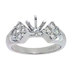 Genuine 14K White Gold 0.56CTW Diamond Semi Mount Ring - REF-73Z7T