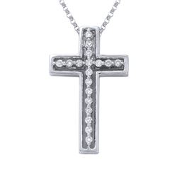 Genuine 0.25 TCW 14K White Gold Ladies Necklace - REF-45W5G