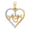Image 1 : 0.10CT Diamond Heart 10KT Pendant Yellow Gold