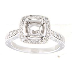 Genuine 14K White Gold 0.27CTW Diamond Semi Mount Ring - REF-67Z3T