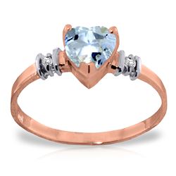 0.98 ctw Aquamarine & Diamond Ring Jewelry 14KT Rose Gold