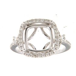 Genuine 14K White Gold 0.57CTW Diamond Semi Mount Ring - REF-83H9W