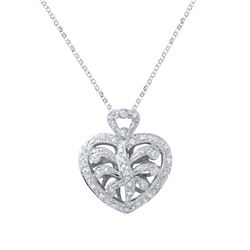 Genuine 0.3 TCW 18K White Gold Ladies Necklace - REF-73M6F