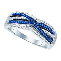 0.25CTW White and Blue Diamond Anniversary 10KT Ring White Gold