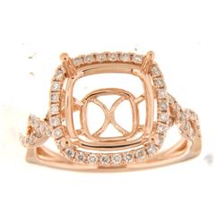 Genuine 14K Rose Gold 0.54CTW Diamond Semi Mount Ring - REF-76M8F