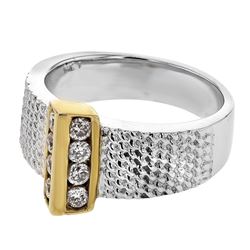 Genuine 14K Two Tone Gold 0.4CTW Diamond Fashion Ring - REF-81Z3T