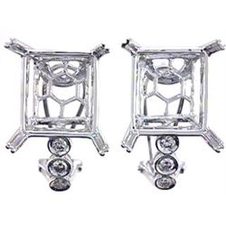 Genuine 14K White Gold 0.4CTW Diamond Semi-Mount Earrings - REF-71A9X