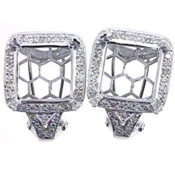 Genuine 14KWhite Gold 0.95CTW Diamond Semi-Mount Earrings - REF-158Z8T