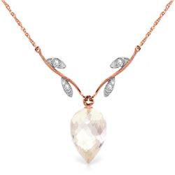 12.27 ctw White Topaz & Diamond Necklace Jewelry 14KT Rose Gold