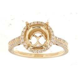 Genuine 14K Yellow Gold 0.36CTW Diamond Semi Mount Ring - REF-66G2M