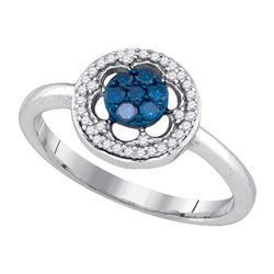 0.25CTW White and Blue Diamond Anniversary 10KT Ring White Gold