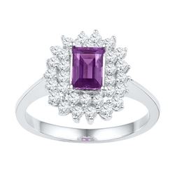 0.60CT Diamond and 0.75CT Amethyst Anniversary 10KT Ring White Gold