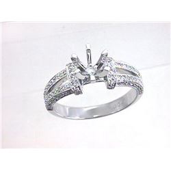 Genuine 18K White Gold 0.42CTW Diamond Semi Mount Ring - REF-85R3H