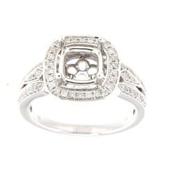 Genuine 14K White Gold 0.34CTW Diamond Semi Mount Ring - REF-72K3R