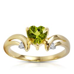 1.26 ctw Peridot & Diamond Ring Jewelry 14KT Yellow Gold