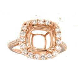 Genuine 14K Rose Gold 0.9CTW Diamond Semi Mount Ring - REF-145R3H